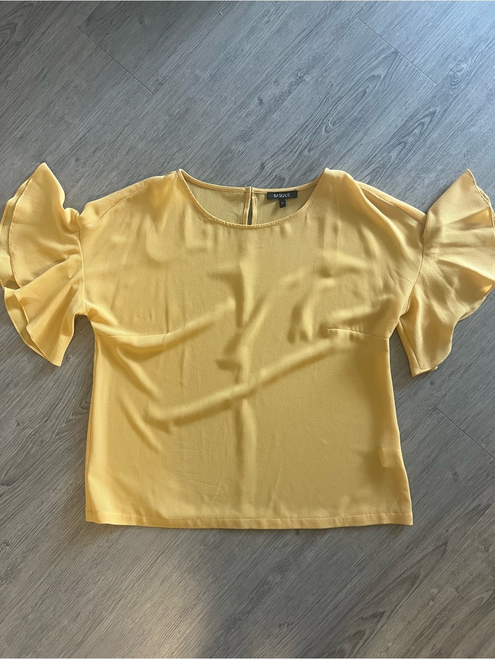 Basque Mustard Yellow Ruffle Sleeve Blouse Women's Casual Top | Workwear